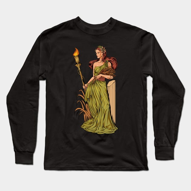 Goddess of Greek mythology - Ceres Demeter Long Sleeve T-Shirt by Modern Medieval Design